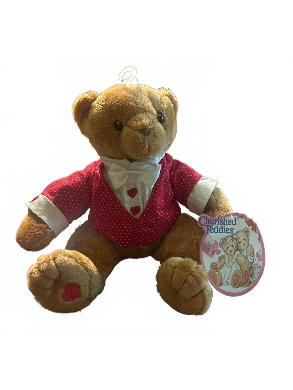 Cherished Teddies Mr. Love Plush Bear in Red Polka Dot Jacket with Bow Tie